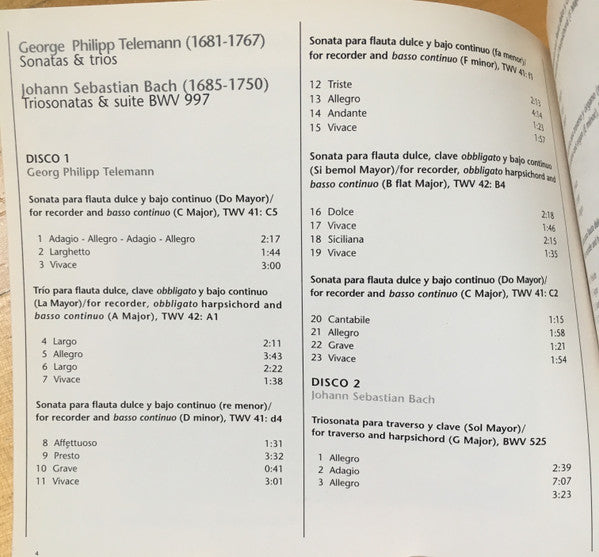 Georg Philipp Telemann, Johann Sebastian Bach / Ensemble Tripla Concordia : Sonatas & Trios (2xCD, Album, RE)