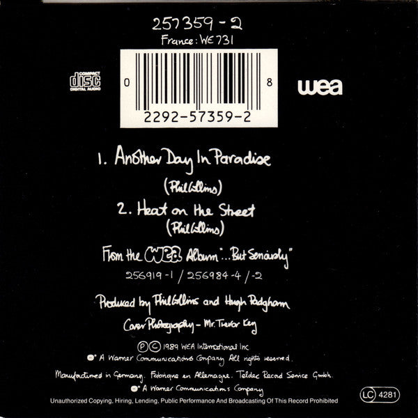 Phil Collins : Another Day In Paradise (CD, Mini, Single)