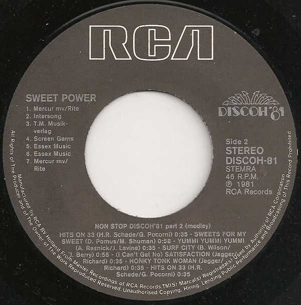 Sweet Power : Discoh '81 - Non-Stop Disco Hits (7", Single)