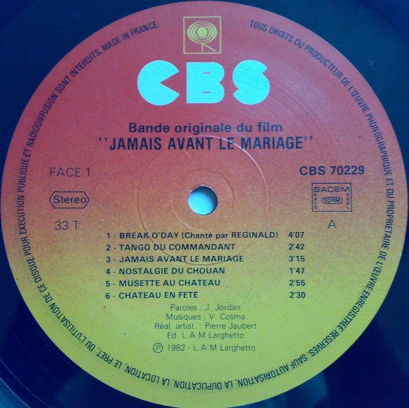 Vladimir Cosma : Jamais Avant Le Mariage!! (LP, Album)