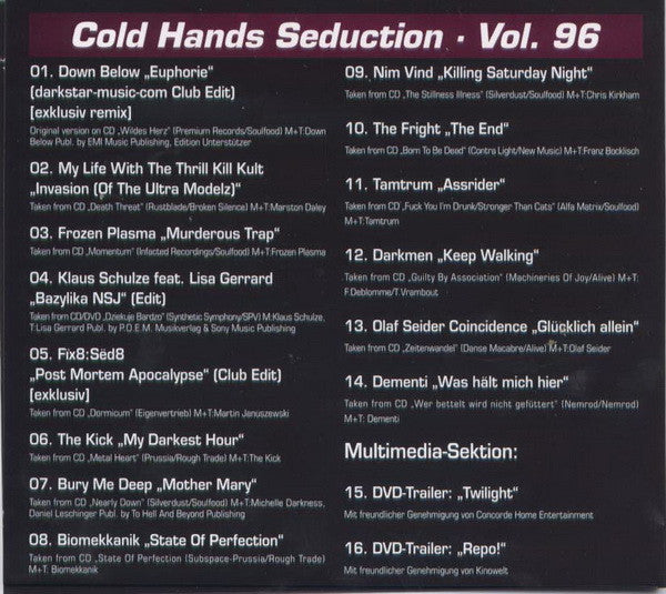Various : Sonic Seducer Cold Hands Seduction · Vol. 96 (CD, Comp, Enh)
