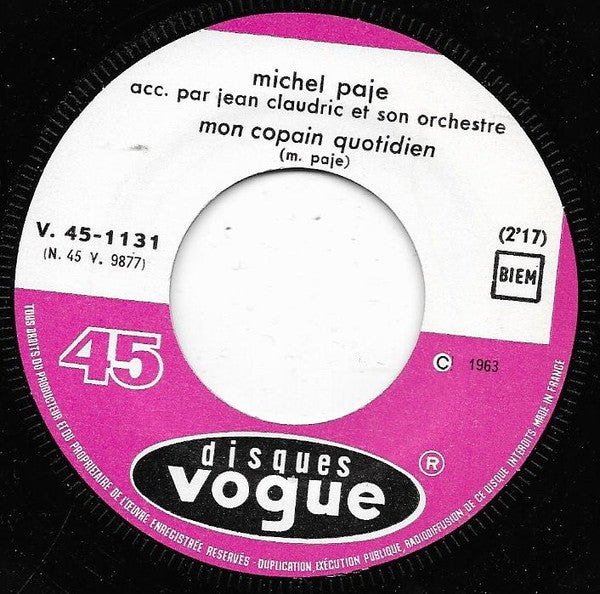 Michel Paje : Nous, On Est Dans Le Vent / Mon Copain Quotidien (7")