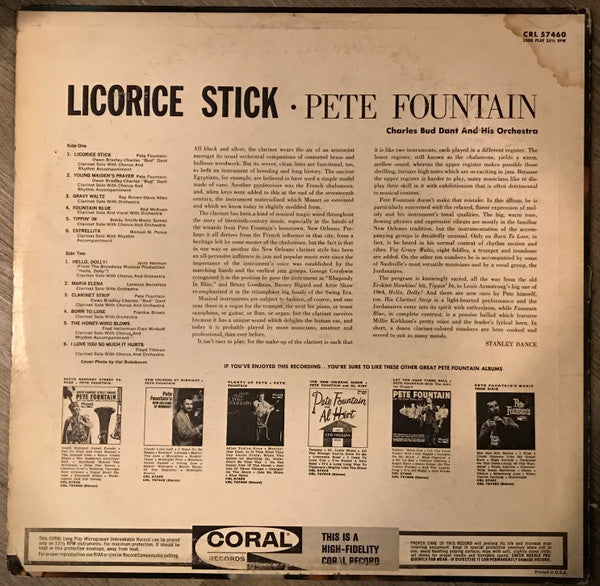 Pete Fountain : Licorice Stick (LP, Album, Mono, Glo)