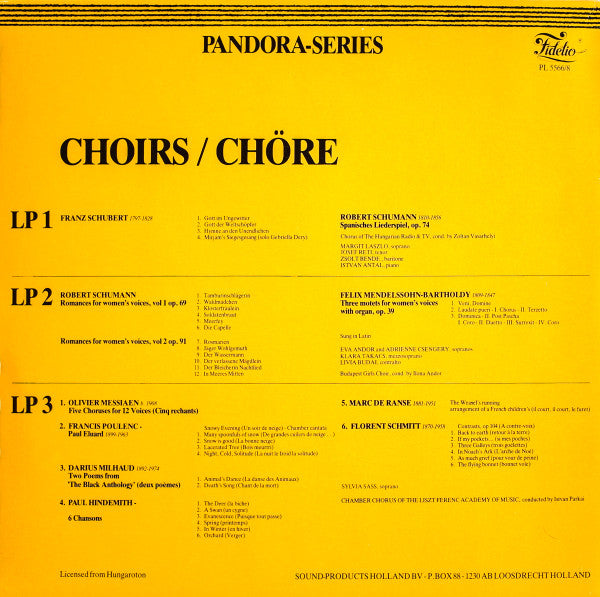 Hungarian Radio Chorus, Budapest Kodály Zoltán Girls' Choir, Chamber Chorus Of The Liszt Ferenc Academy Of Music : Choirs / Chöre (3xLP, Comp)