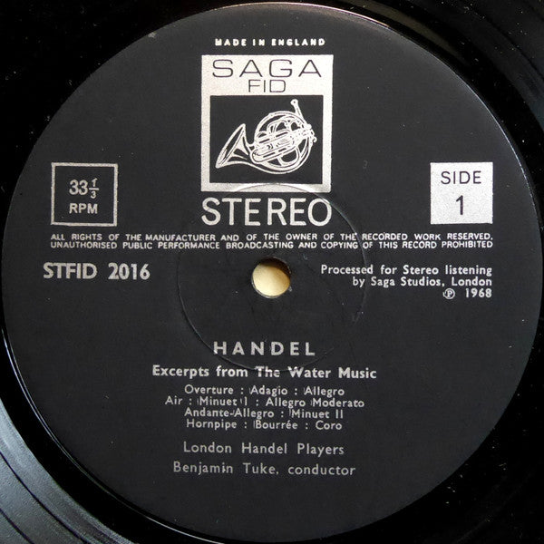 Georg Friedrich Händel, The London Handel Players, Benjamin Tuke : Watermusic = Wassermusik (LP)