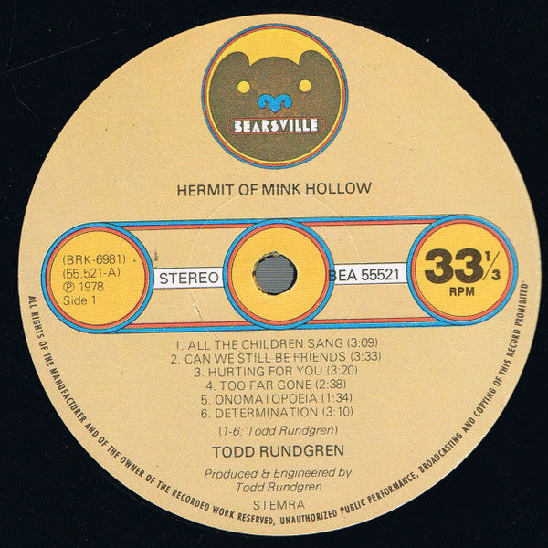 Todd Rundgren : Hermit Of Mink Hollow (LP, Album)