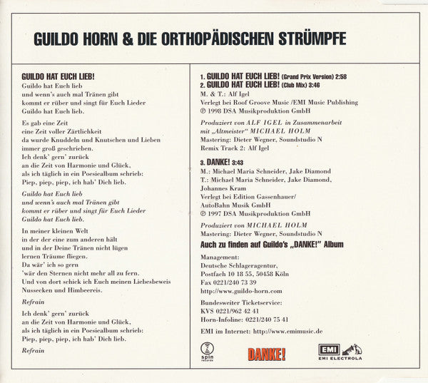 Guildo Horn & Die Orthopädischen Strümpfe : Guildo Hat Euch Lieb! (CD, Single)
