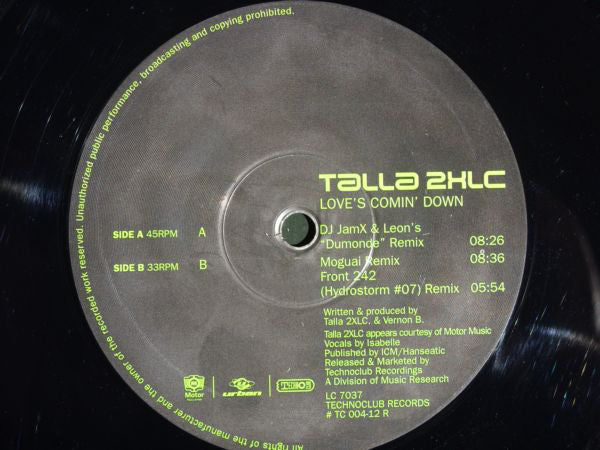Talla 2XLC : Love's Comin' Down (Remixes) (12")