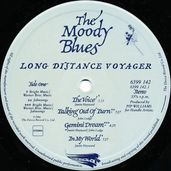 The Moody Blues : Long Distance Voyager (LP, Album, Gat)