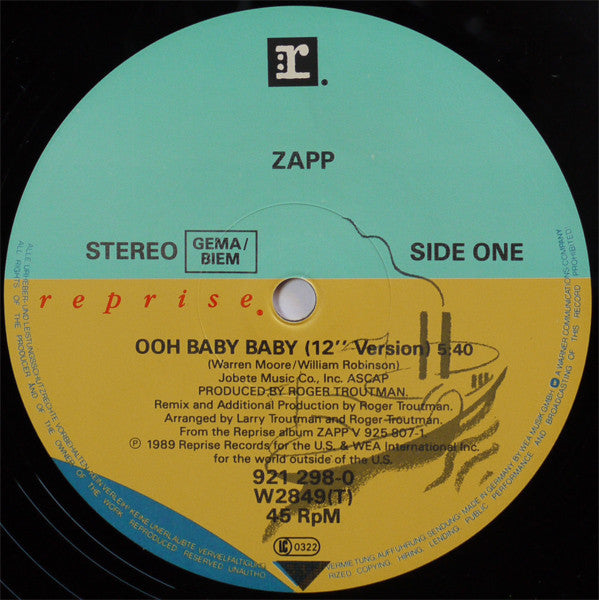 Zapp : Ooh Baby Baby (12", Maxi)