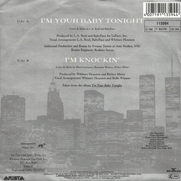 Whitney Houston : I'm Your Baby Tonight (7", Single)