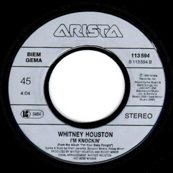 Whitney Houston : I'm Your Baby Tonight (7", Single)