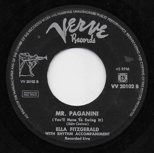 Ella Fitzgerald : Sings Mr. Paganini (7", Single, Mono)