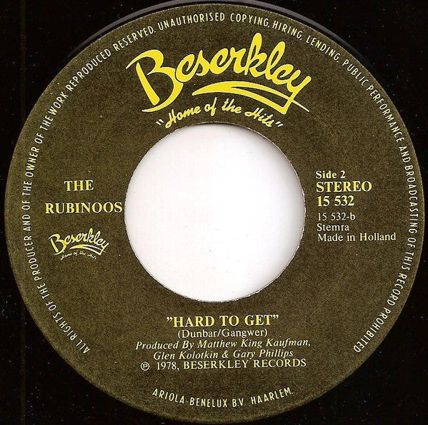 The Rubinoos : Peek A Boo / Hard To Get (7", Single)