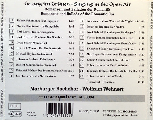 Marburger Bachchor, Wolfram Wehnert : Gesang Im Grünen (CD, Album)