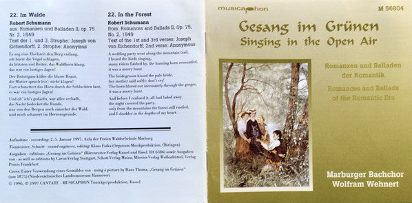 Marburger Bachchor, Wolfram Wehnert : Gesang Im Grünen (CD, Album)
