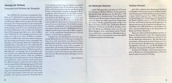 Marburger Bachchor, Wolfram Wehnert : Gesang Im Grünen (CD, Album)