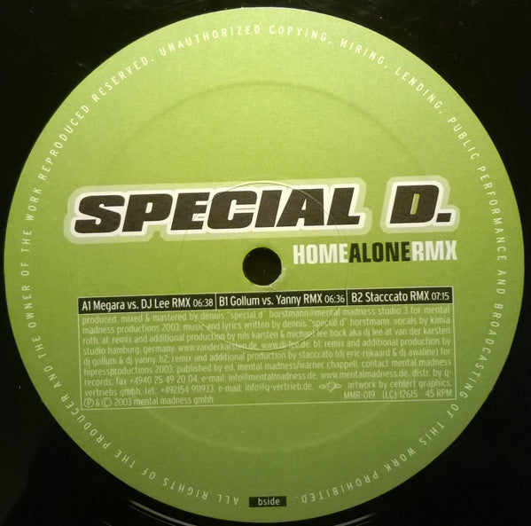Special D. : Home Alone (Rmx) (12")