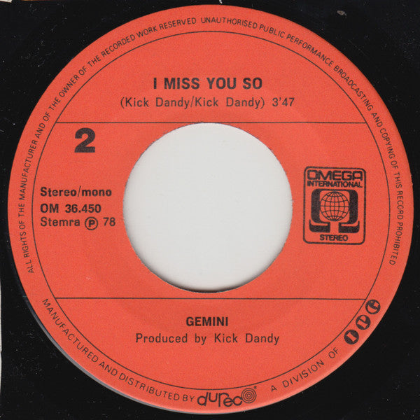 Gemini (24) : L'Amour Interdit (7", Single)