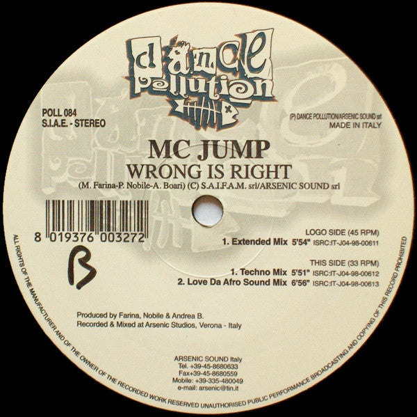 MC Jump : Wrong Is Right (12")