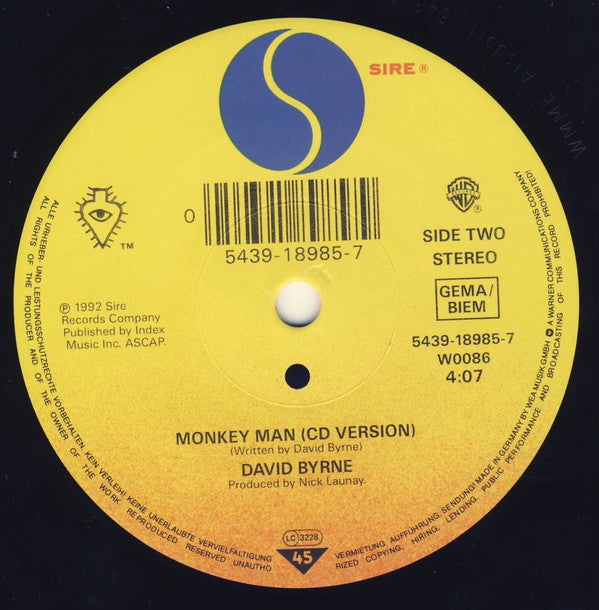 David Byrne : Girls On My Mind (7", Single)