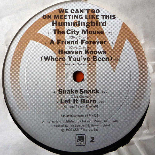 Hummingbird : We Can't Go On Meeting Like This (LP, Album, Mon)