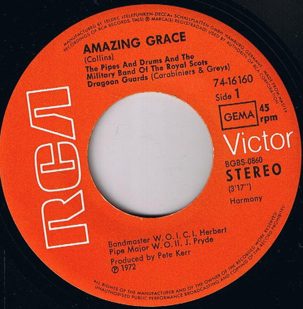 The Military Band Of The Royal Scots Dragoon Guards* : Amazing Grace (7", Single)