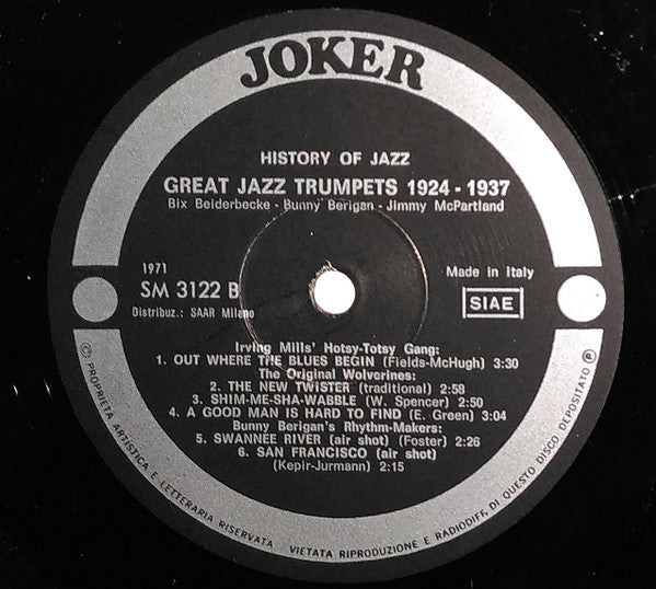 Bix Beiderbecke - Bunny Berigan - Jimmy McPartland : History Of Jazz - Great Jazz Trumpets 1924 - 1937 (LP, Comp)