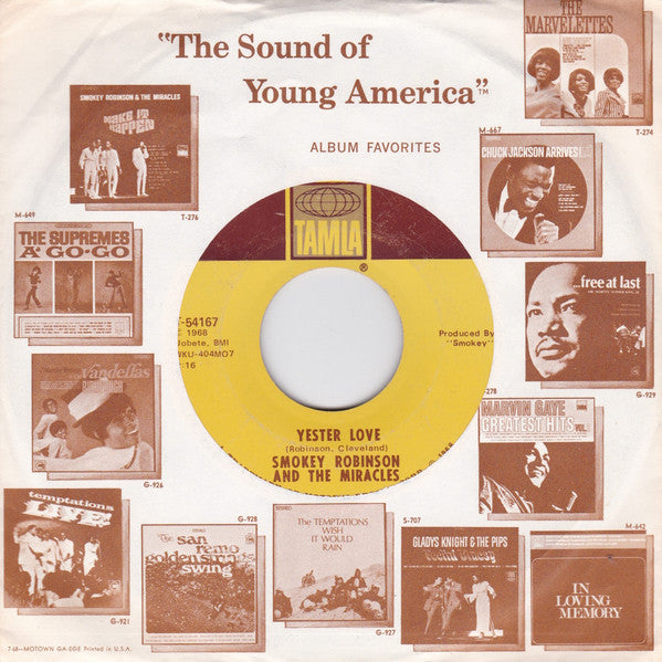 The Miracles : Yester Love (7", Single, Mono, Ame)