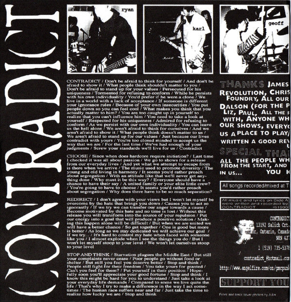 Contradict (2) / Thee Outcasts : Potential For Something More (7", Whi)