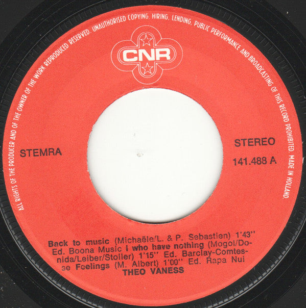 Theo Vaness : Back To Music (7")