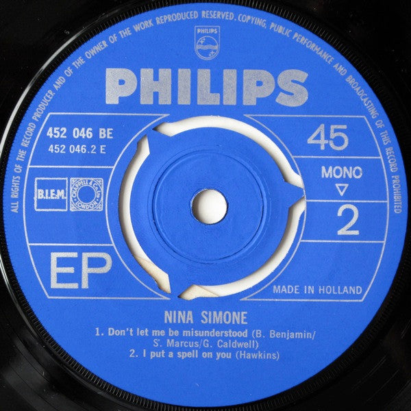 Nina Simone : I Loves You Porgy / Mississippi Goddam / Don't Let Me Be Misunderstood / I Put A Spell On You (7", EP, Mono)