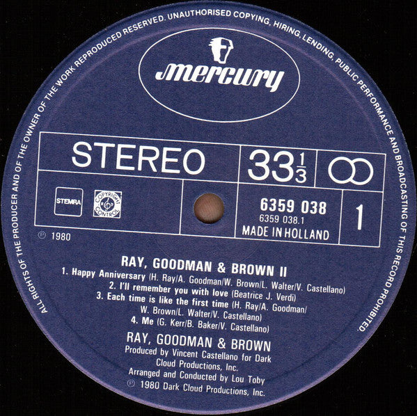 Ray, Goodman & Brown : Ray, Goodman & Brown II (LP, Album)