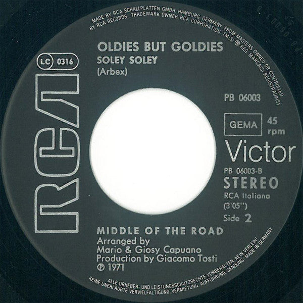 Middle Of The Road : Chirpy Chirpy Cheep Cheep / Soley Soley (7", Single, Bla)