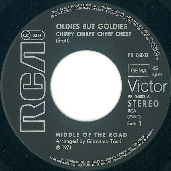 Middle Of The Road : Chirpy Chirpy Cheep Cheep / Soley Soley (7", Single, Bla)