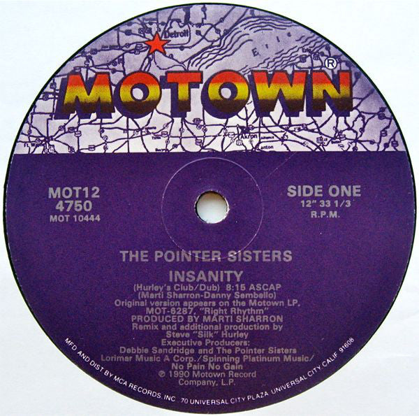 Pointer Sisters : Insanity (12", Single)