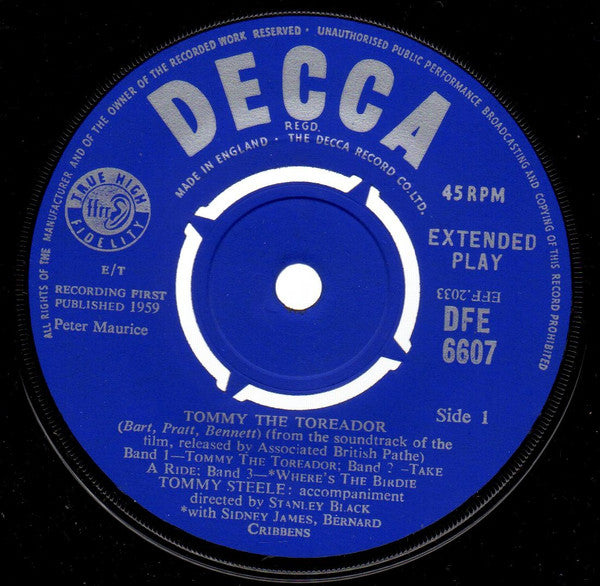 Tommy Steele : Tommy The Toreador (7", EP, 4 P)