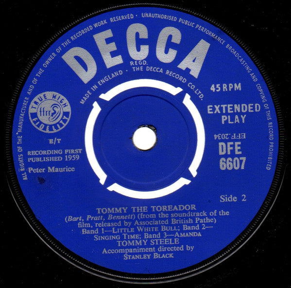 Tommy Steele : Tommy The Toreador (7", EP, 4 P)
