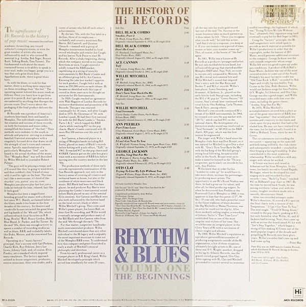 Various : The History Of Hi Records Rhythm & Blues Volume One The Beginnings (LP, Comp)