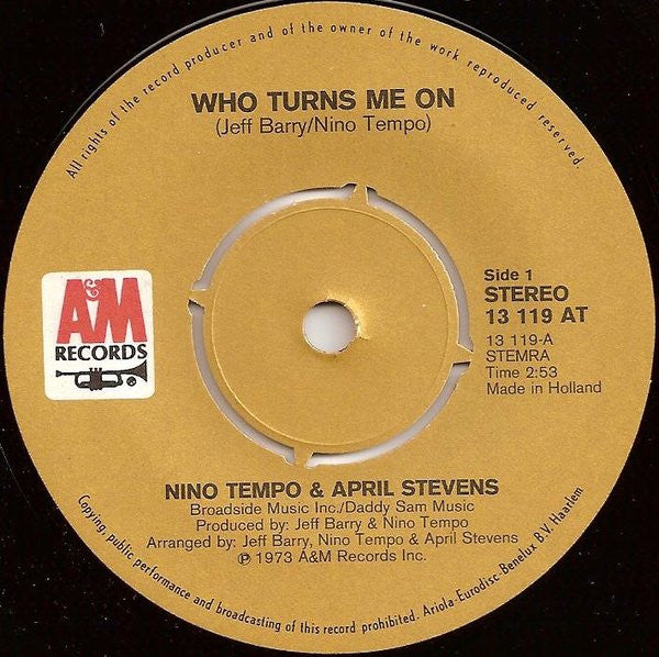 Nino Tempo & April Stevens : Who Turns Me On (7", Single)