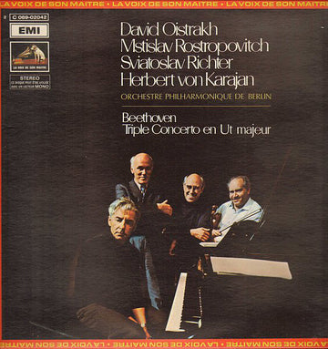 Ludwig van Beethoven - David Oistrach, Mstislav Rostropovich, Sviatoslav Richter, Herbert von Karajan, Berliner Philharmoniker : Triple Concerto En Ut Majeur (LP, Album, RE, Gat)