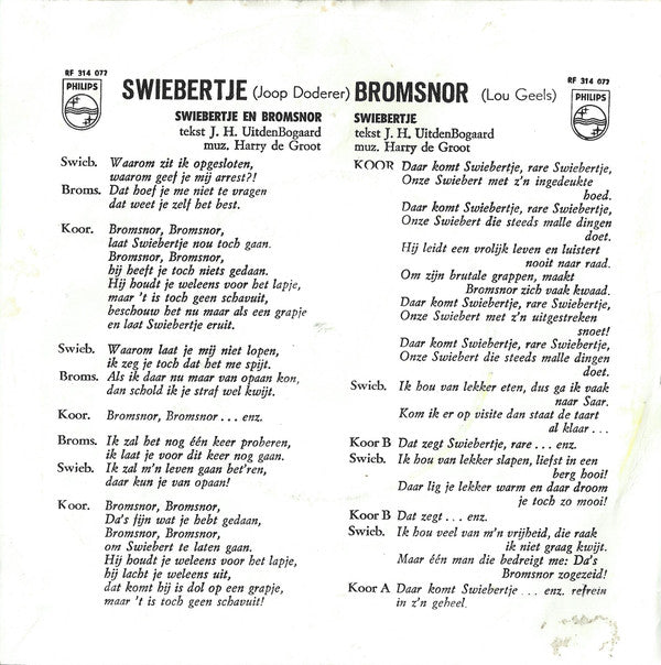 Swiebertje Met De Damrakkertjes (2) : Swiebertje (7", Single, Mono)