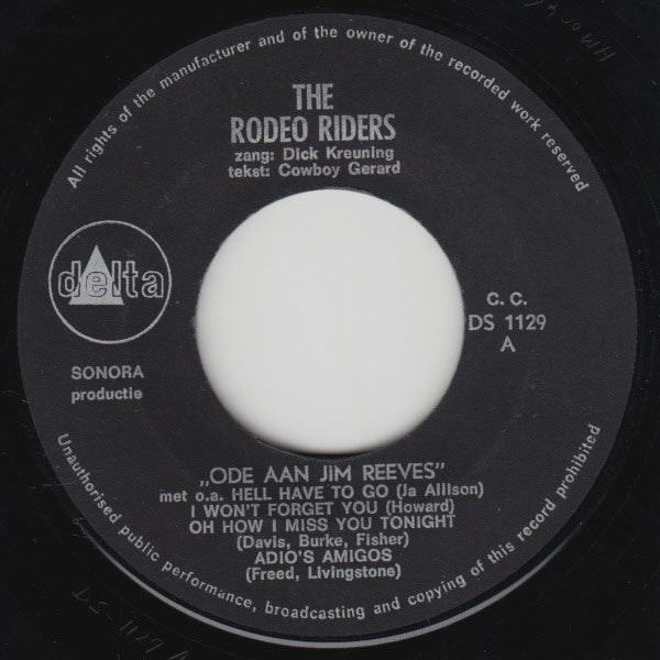 The Rodeo Riders : Ode Aan Jim Reeves (7", Single)