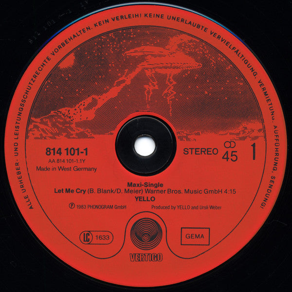 Yello : Let Me Cry / Haunted House (12", Maxi, Red)
