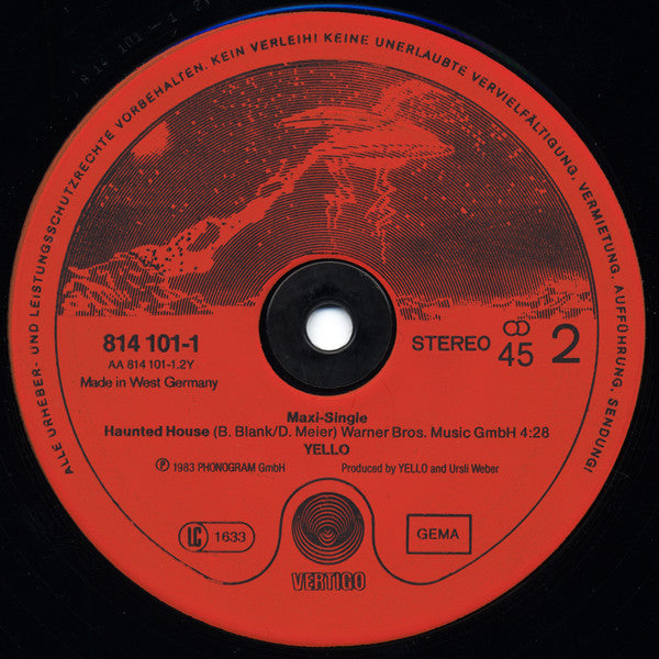 Yello : Let Me Cry / Haunted House (12", Maxi, Red)