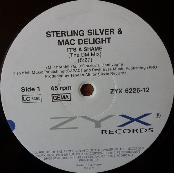 Sterling Silver And Mac Delight : It's A Shame (12", Maxi)