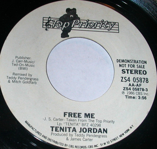 Tenita Jordan : Free Me (7", Promo)