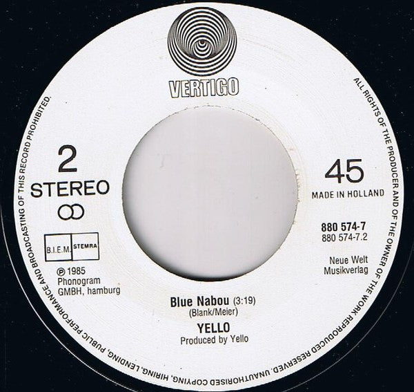 Yello : Vicious Games (7", Single)