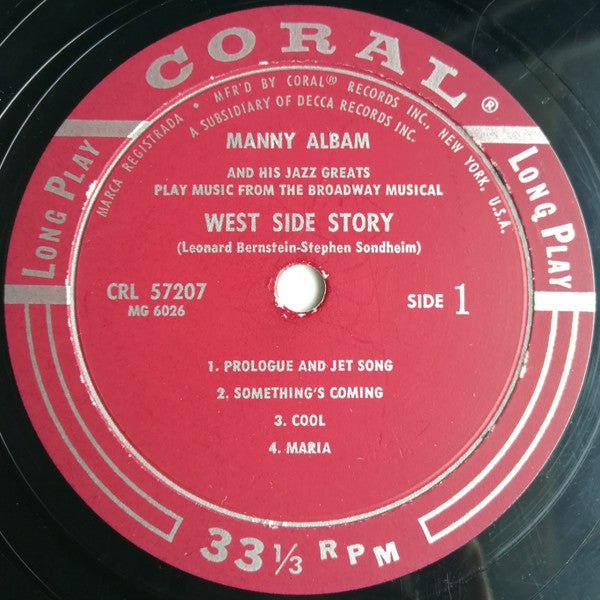 Manny Albam And His Jazz Greats : Play Music From The Broadway Musical West Side Story (LP, Album, Mono)