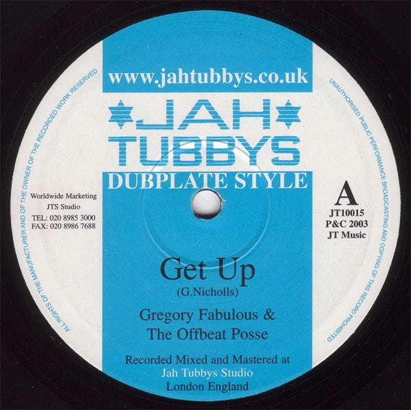 Gregory Fabulous & The Offbeat Posse : Get Up / Moving To Zion (10")